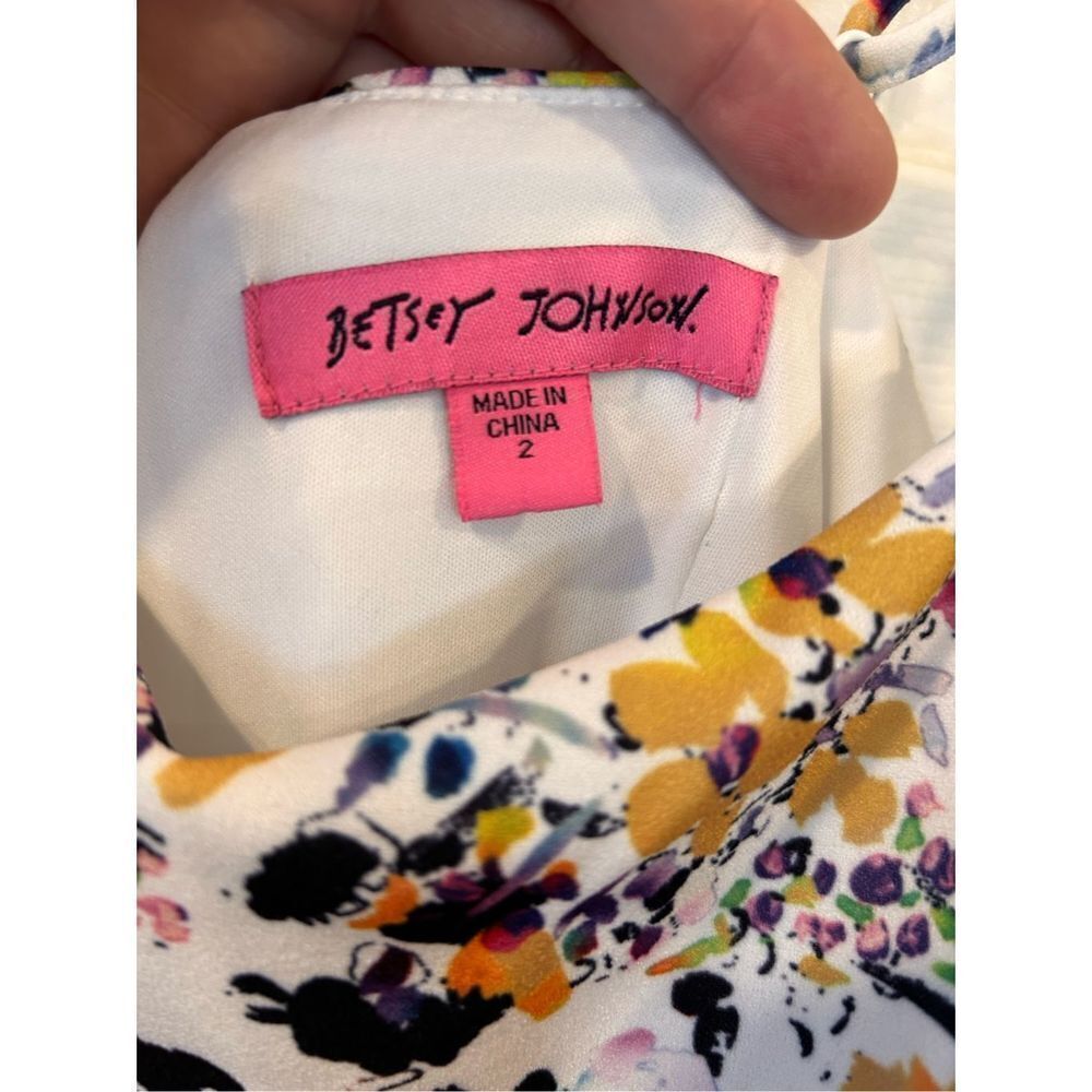 Betsey Johnson Ruffled Hem A Line Dress Floral Print Size 2 - Picture 7 of 8
